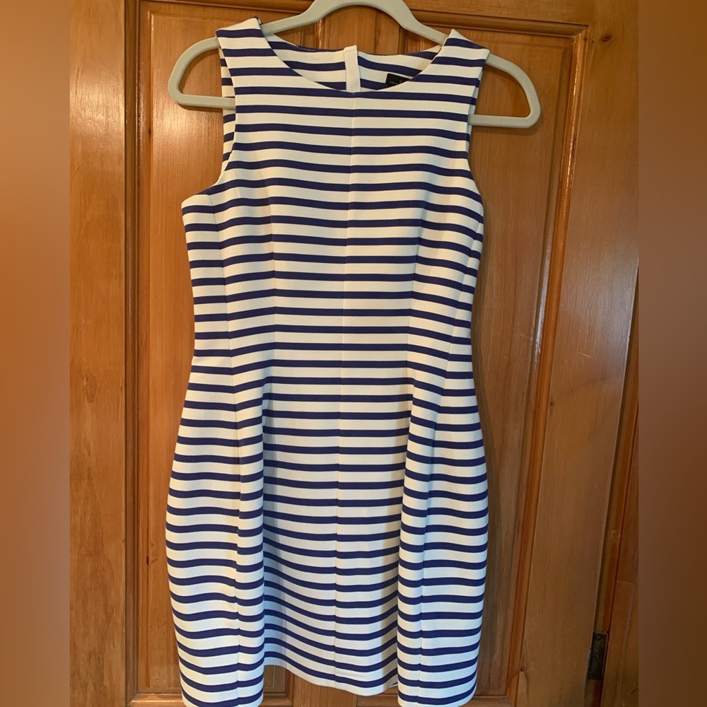 Zara Navy and White Striped Mini Dress